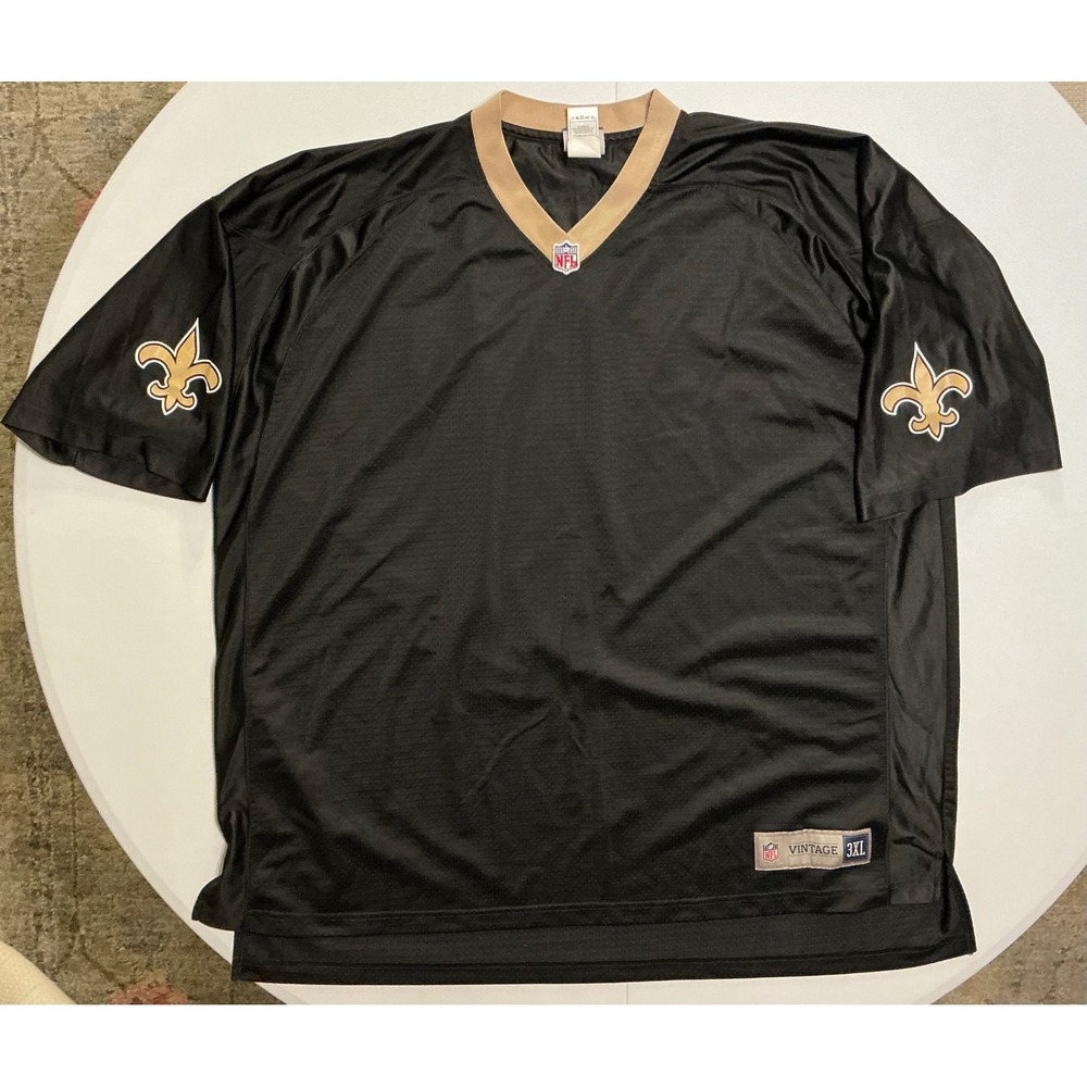 NFL Pro Line Vintage New‎ Orleans Saints Jersey Mens 3XL Black Gold Mesh V-Neck